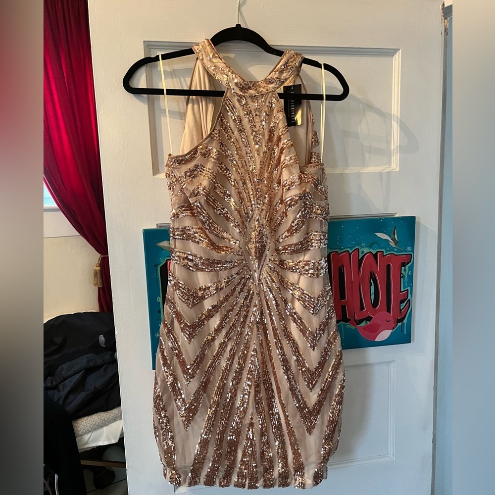 Brand new party dress rose gold sequence